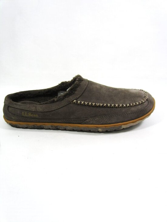 LL Bean EUC Mens Size 11 M Brown Mountain Slippers Scuffs Ash Brown Fleece Lined main image 11